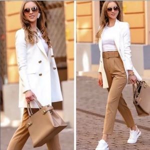 Zara White Gold Button Double Breasted Blazer Mini Dress Blogger Fav Size XS